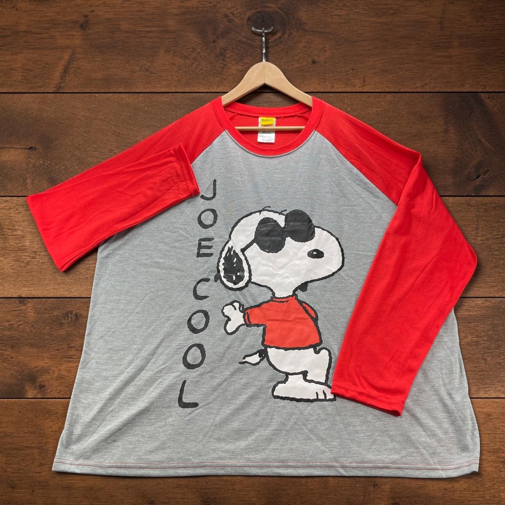 NEW Peanuts Joe Cool Snoopy Raglan Sleep Shirt Red Gray Mens XXXL NWT PJammy